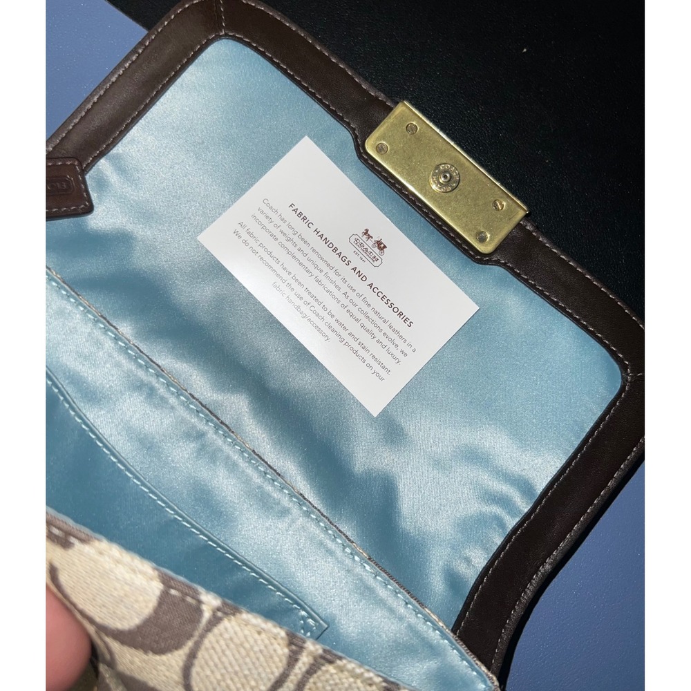 Coach Kristin Signature Canvas Wristlet Brown Tan Gold Clutch - Picture 8 of 8